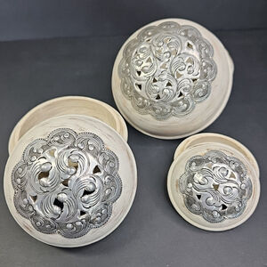Nesting Trinket Boxes Handcrafted Mango Wood Thailand Square Trinket Box